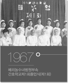 1967년. 메리놀수녀병원부속 간호학교제1회졸업식(제1회)